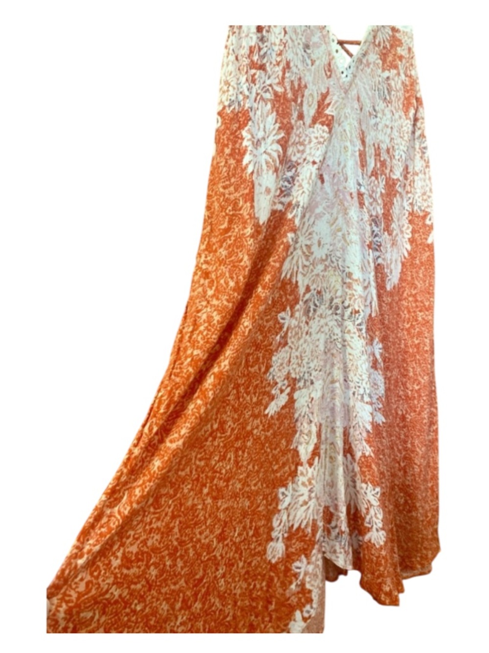 Free People Intimately Floral Lace Trim Slip Dress Orange Boho Babydoll Mini S - Picture 4 of 14